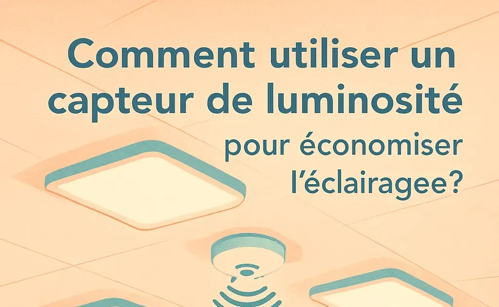 Salle de réunion moderne avec un capteur de luminosité, qui ajuste l'éclairage LED en fonction de la lumière naturelle.
