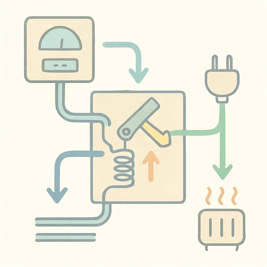 Diagramme détaillé montrant le processus de délestage électrique à l'intérieur d'un délesteur.