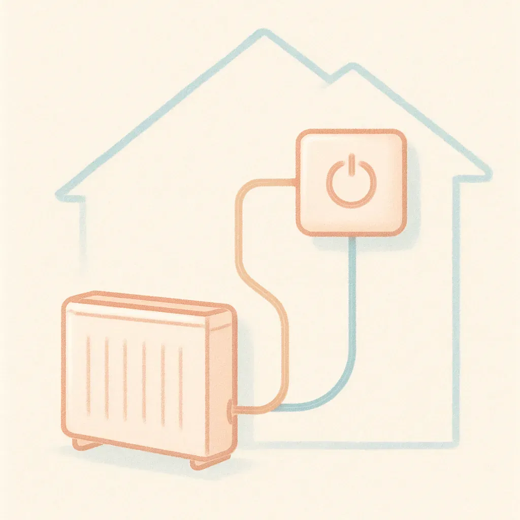 Schéma de câblage et d'intégration d'un radiateur à accumulation avec des dispositifs de maison intelligente.