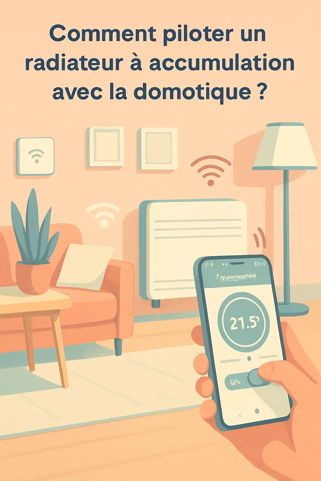 Contrôle intelligent de la température d'un radiateur à accumulation via une application mobile dans un environnement domotique moderne.