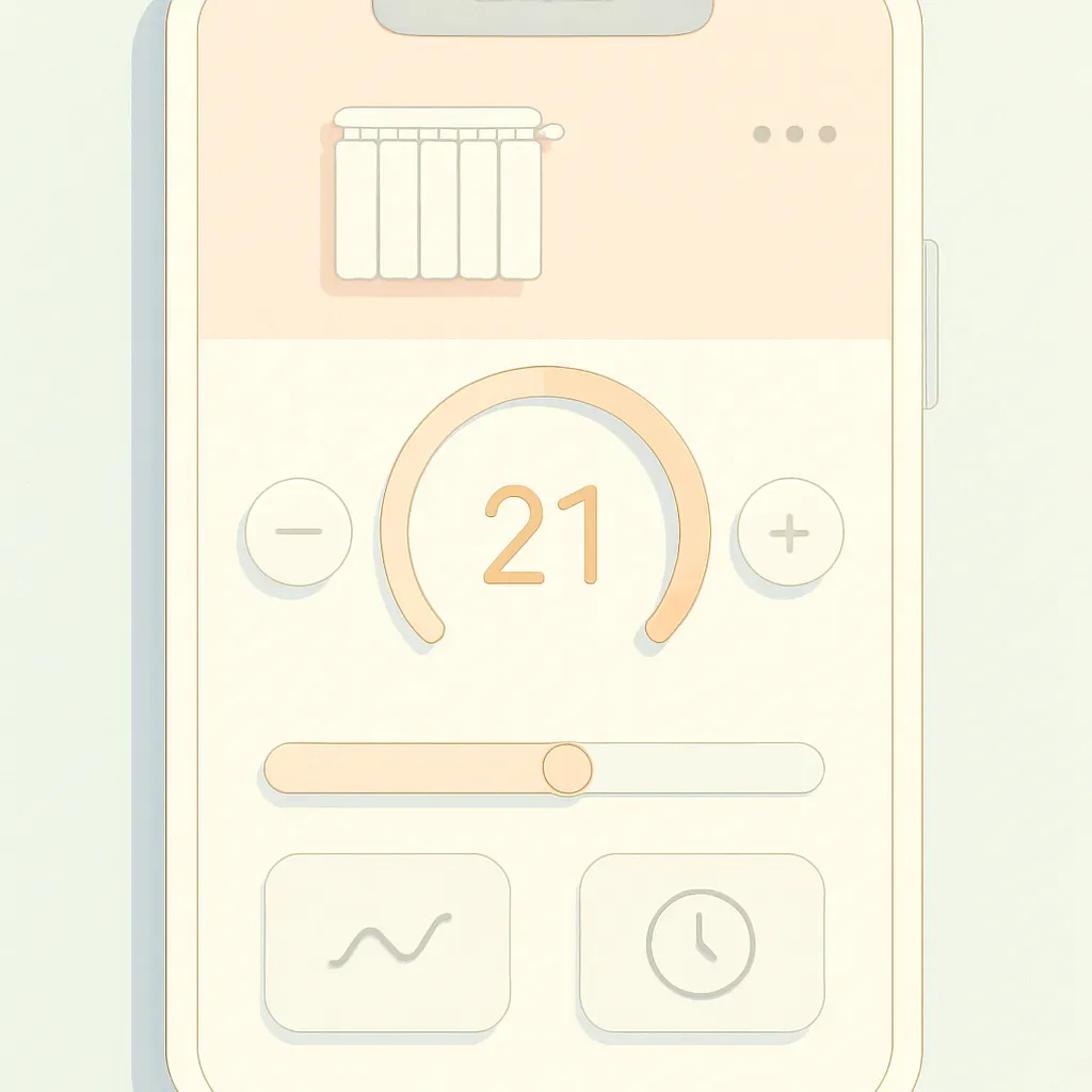 Interface d'application mobile pour piloter un radiateur à accumulation via la domotique.