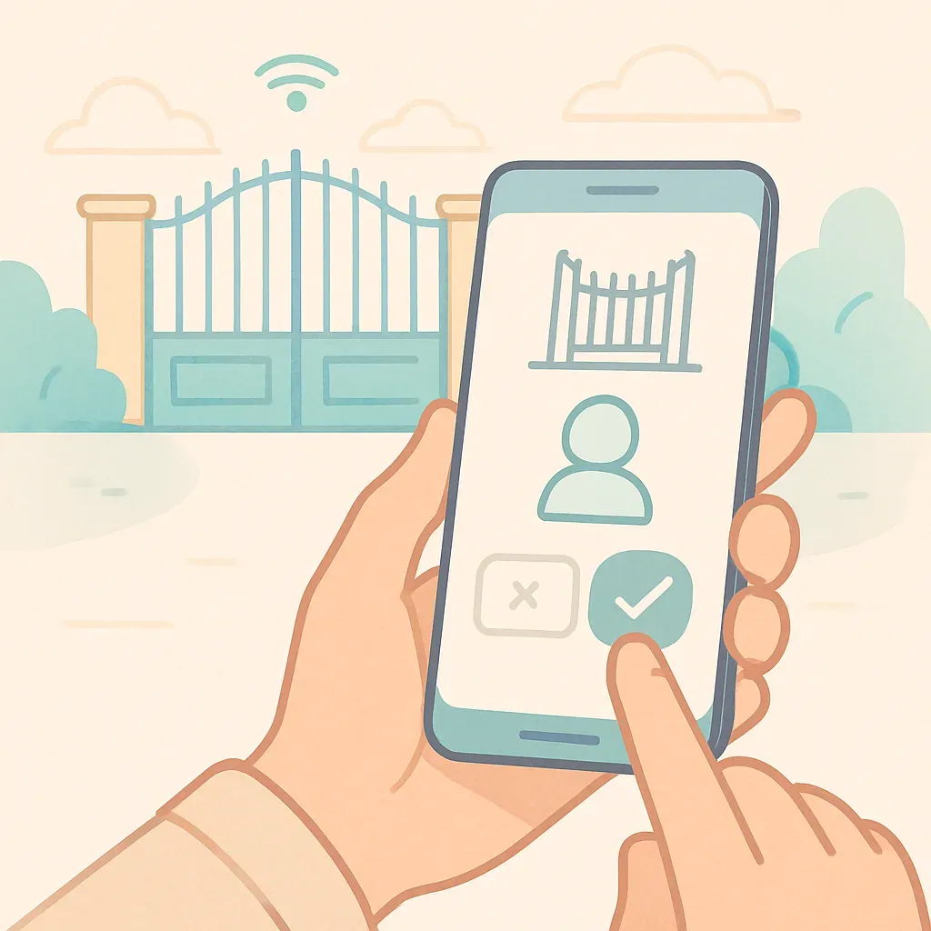 Interface d'application smartphone pour la gestion de l'accès à un portail connecté.
