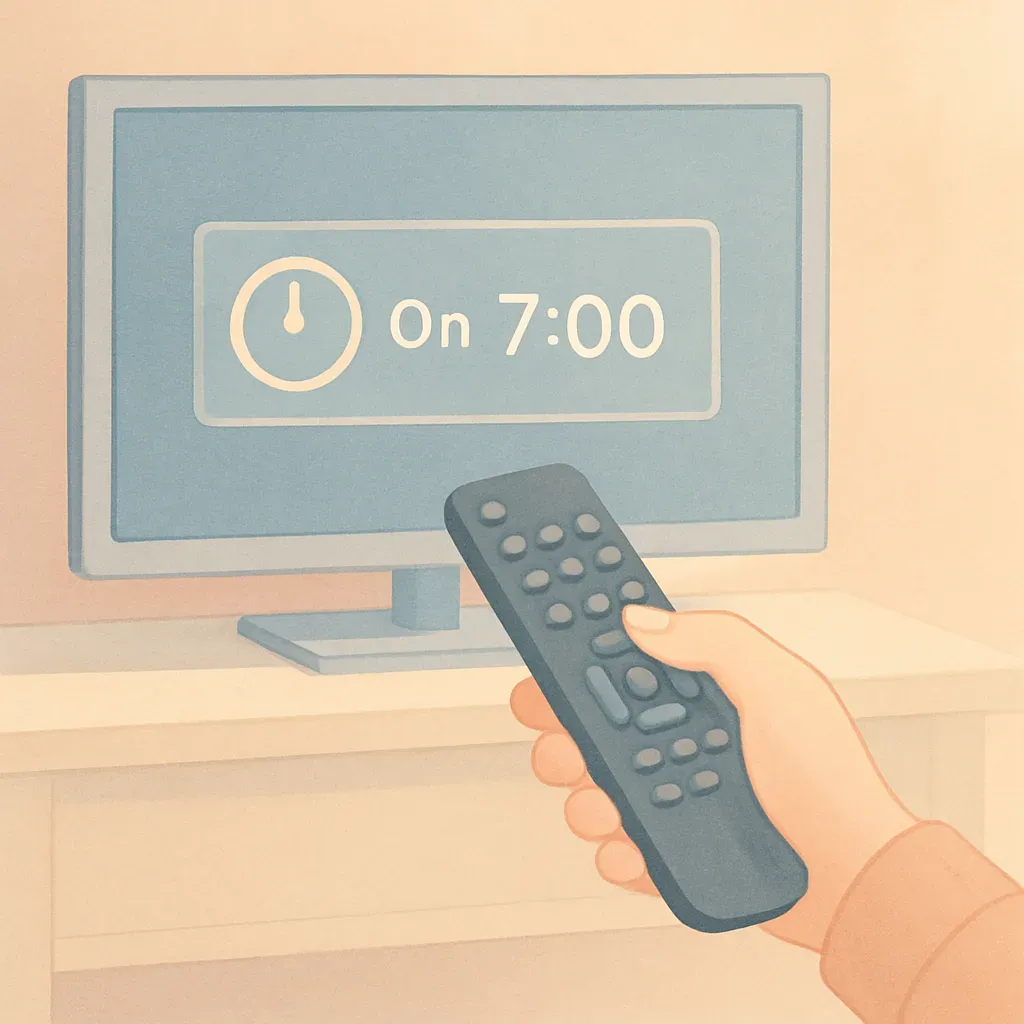 Gros plan sur une télécommande avec un doigt appuyant sur un bouton de programmation.