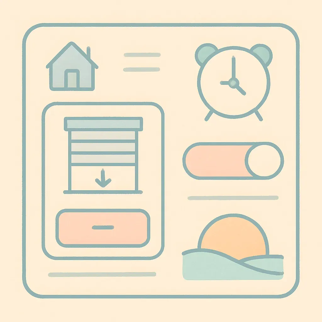 Panneau de contrôle d'une maison intelligente pour configurer la fermeture automatique des volets.